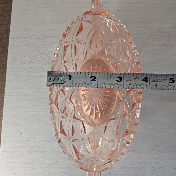 Oval Pink Depression Era Imperial Glass Dish With Handles - Picture 6 of 8